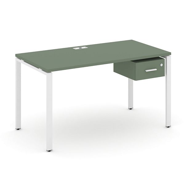 Concept Стол рабочий с подвесной тумбой с одним ящ. CN.SP-110 W Кобо/Металл Белый 1180*720*750 - Вид 1