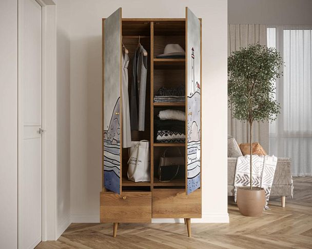 Шкаф двухстворчатый Berber арт BB16/Print_51 - Вид 2