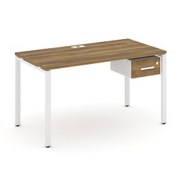 Concept Стол рабочий с подвесной тумбой с одним ящ. CN.SP-111 W Сандал Янтарный/Белый Бриллиант/Металл Белый 1380*720*750 - Фото предпросмотра