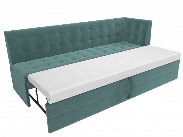 Кухонный диван Бриз с углом (полностью велюр бирюзовый) - Вид 6