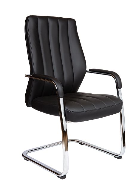 Кресло офисное / Madrid Black / алюминиевая  база / черная экокожа - Вид 7