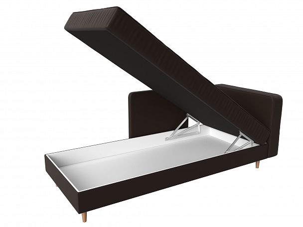 Кушетка Прайм правый (полностью экокожа коричневая) - Вид 6