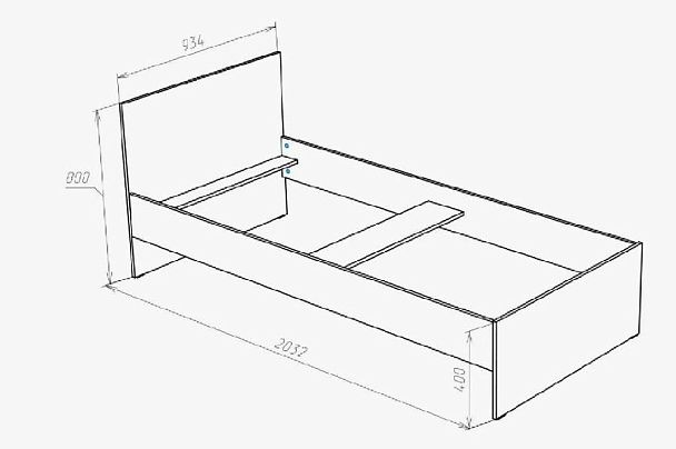 Кровать 2,0 м х 0,9 м "Бася" ЛДСП белый - Вид 2