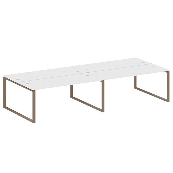 Metal System Р. ст. на 4 раб. места на О-образном м/к БО.СМ-4.5 Белый/Мокко металл 3600*1475*750 - Вид 1