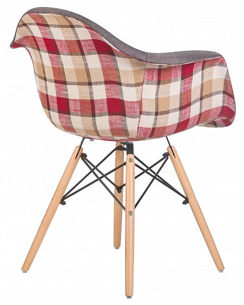 Стул обеденный DOBRIN DAW THOMAS (ножки светлый бук, сиденье 010 яркая клетка, серая ткань) - Вид 4