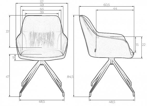 Стул обеденный DOBRIN DANIEL (черные ножки, винтажная антрацитовая экокожа (RU-08)) - Вид 10