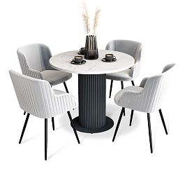 Обеденная группа Sheffilton SHT-DS301 мрамор кристалл/черный муар - Фото предпросмотра