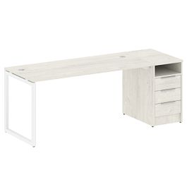 Metal System Quattro Р. ст. с тумбой на О-образном м/к 40БО.РС-СТП-1.4 Дуб наварра/Белый металл 2012*720*750 - Фото предпросмотра