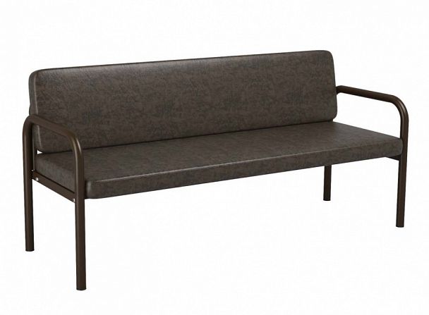 Диван трехместный на круглой трубе, экокожа "880.3" - Вид 1