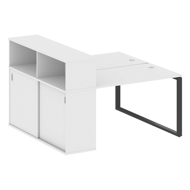 Metal System Р. ст. с шкафом-купе на О-образном м/к БО.РС-СШК-2.2 Т Белый/Антрацит металл 1610*1475*1098 - Вид 1