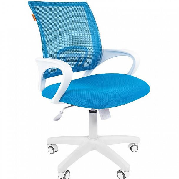 Кресло CHAIRMAN 696, пластик белый, ткань TW/сетчатый акрил, голубой - Вид 1