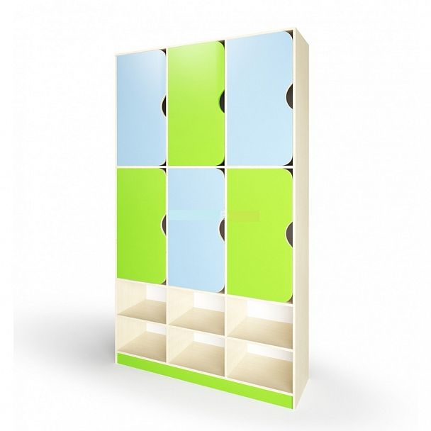 Шкаф детский двухъярусный 6-ти секционный с обувницей ШДД-003 - Вид 2