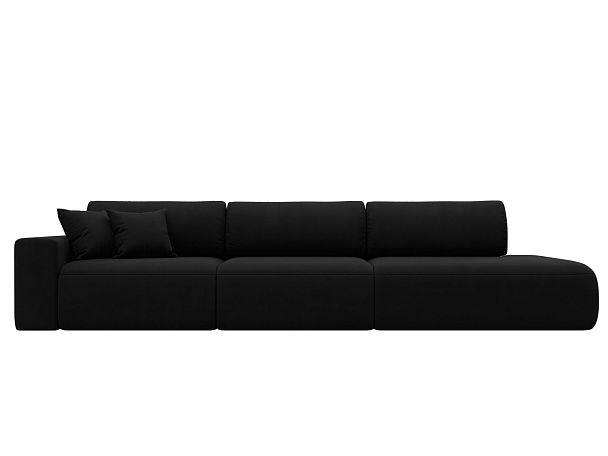 Диван прямой Лига-036 Модерн Лонг подлокотник слева Микровельвет черный - Вид 2