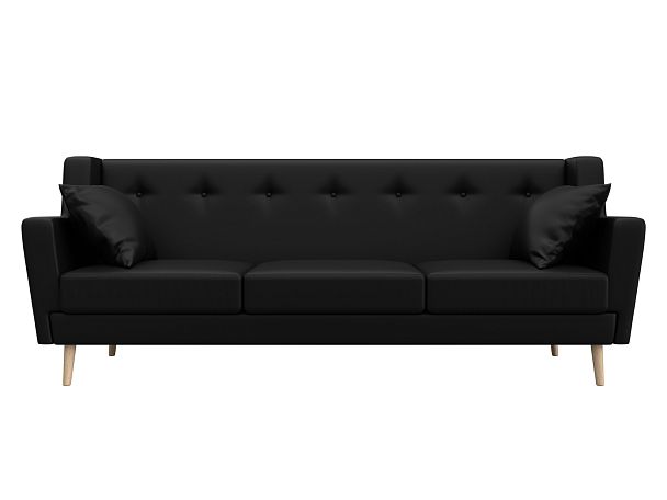 Прямой диван Брайтон 3 (полностью экокожа черная) - Вид 2