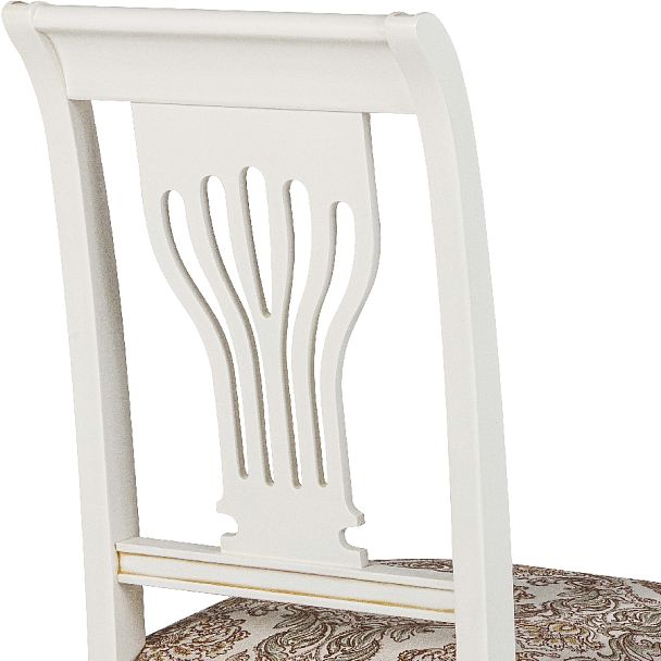 Стул деревянный с мягким сиденьем Мендельс Слоновая кость золотая патина/Бежевый жаккард - Вид 9