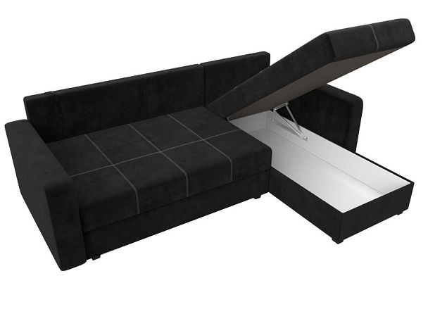 Диван угловой Ливерпуль Лайт правый угол Велюр черный - Вид 9