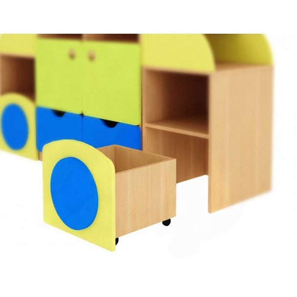 Стенка модульная Автомобиль, модуль 1, с открытым ящиком, цветной фасад - Вид 3