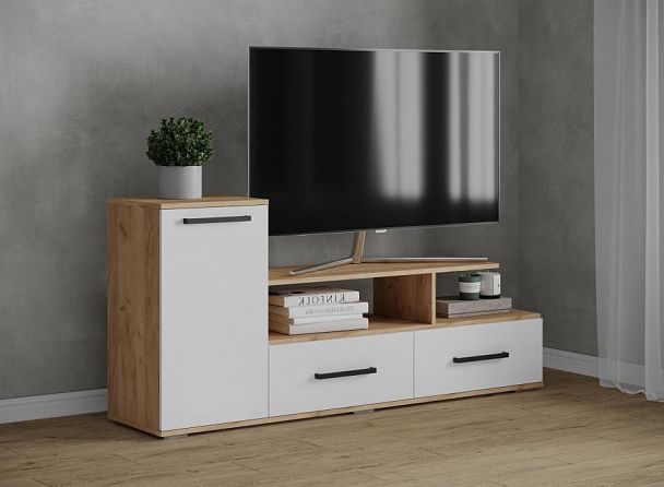 Тумба ТВ Парус-1 (750х1600х375) дуб крафт золотой/белый - Вид 1