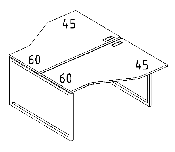 Рабочая станция со столами (2х140) Техно на каркасе QUATTRO A4 А4 Б4 187 БП дуб скандинавский / металлокаркас серый - Вид 3