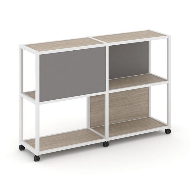 Shelf Mobile Стеллаж 3 уровня 2 секции VR.LT-STK-313.08 Дуб Аттик/Металл Белый/W-11 1570*400*1046 - Вид 1