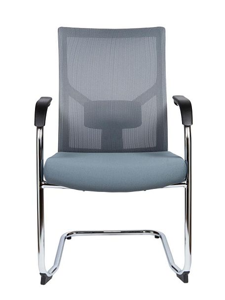 Кресло офисное / Сильвия white/gray CF / хром / св.серая сетка / серая ткань / белый пластик - Вид 2