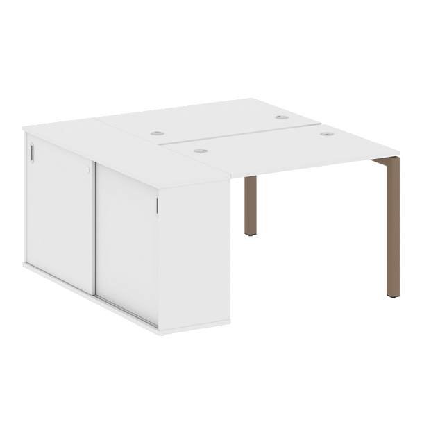 Metal System Quattro Р. ст. с шкафом-купе на П-образном м/к 50БП.РС-СШК-1.1 Т Белый/Мокко металл 1410*1475*750 - Вид 1