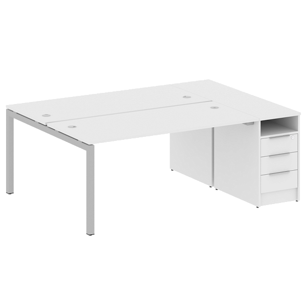 Metal System Quattro Р. ст. с тумбой на П-образном м/к 50БП.РС-СТП-2.4 Белый/Серый металл 2012*1475*750 - Вид 1