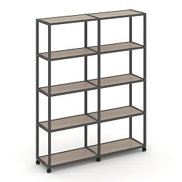 Shelf Mobile Стеллаж 5 уровней 2 секции VR.LT-STK-511.12 Дуб Аттик/Металл Антрацит 2370*400*2000 - Фото предпросмотра