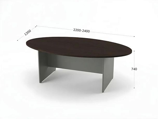 БЕРЛИН / BERLIN Конференц-стол овальный 2400х1200х740 Венге/Серый - Вид 1