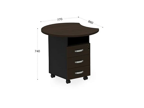БЕРЛИН / BERLIN Тумба приставная левая 770х860х740 Венге/Черный - Вид 2