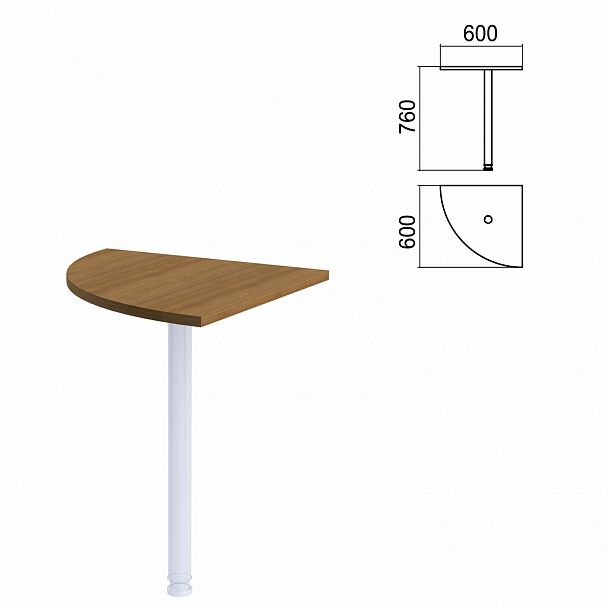 Стол приставной угловой "Арго", 600х600 мм, БЕЗ ОПОРЫ, орех - Вид 2