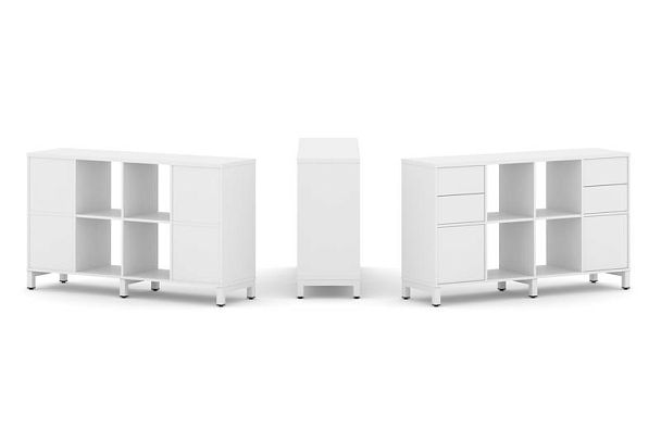 Стайл Проджект Набор стеллажа 1 сторон., 2 яр. SN.NS-241 Белый/Металл Белый 1488*400*881 - Вид 1