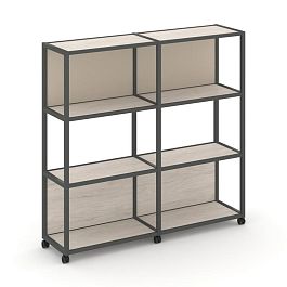 Shelf Mobile Стеллаж 4 уровня 2 секции VR.LT-STK-415.08 Денвер Светлый/Металл Антрацит/W-04 1570*400*1523 - Фото предпросмотра