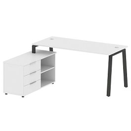 Metal System Р. ст. с тумбой на А-образном м/к БА.РС-СТС-2.4 (L) Белый/Антрацит металл 1700*1520*750 - Фото предпросмотра