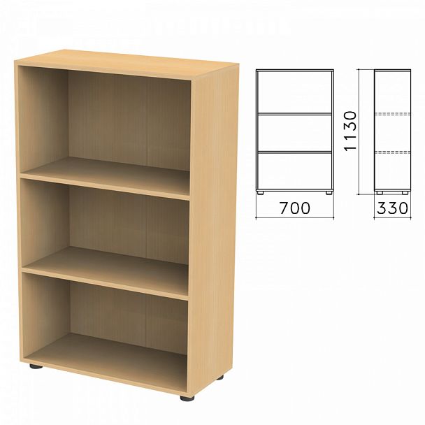 Шкаф (стеллаж) "Канц", 700х330х1130 мм, 2 полки, цвет бук невский, ШК39.10 - Вид 1