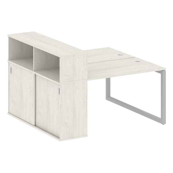 Metal System Quattro Р. ст. с шкафом-купе на О-образном м/к 50БО.РС-СШК-2.2 Т Дуб наварра/Серый металл 1610*1475*1098 - Вид 1