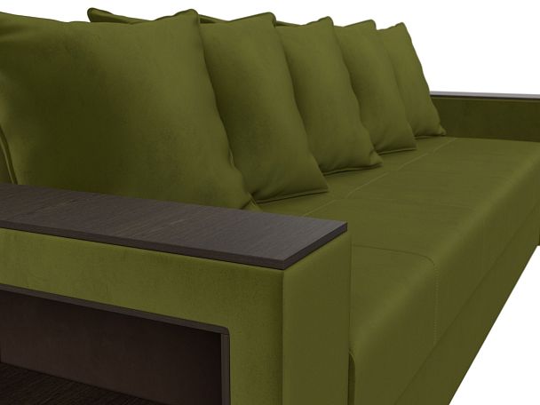 Диван прямой Дубай Лайт полки слева (полностью микровельвет зеленый) - Вид 4