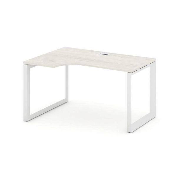 Style Project Next Стол рабочий эргономичный SN-59O.SPA-022(L) Дуб Наварра/Металл Белый/Белый Заглушка 1580*800/980*750 - Вид 1