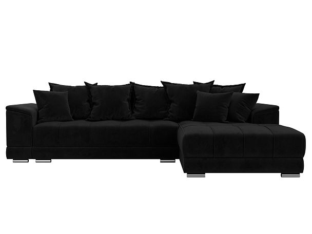 Угловой диван НордСтар правый угол Велюр черный - Вид 2