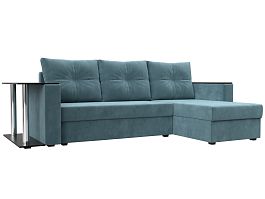Угловой диван Атланта Лайт правый (полностью Велюр бирюзовый) - Фото предпросмотра