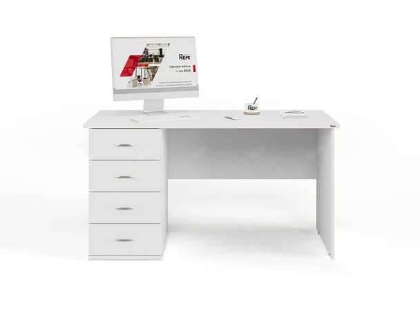 ЛАЙТ / LIGHT RLG007-14x6L Однотумбовый стол 140x60x75 Белый - Вид 2