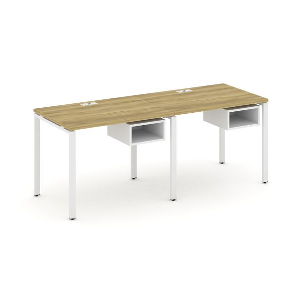 Concept Рабочая станция односторонняя с подвес. тумбами 2 места CN.ORS-101 Дуб Винченцо/Белый Бриллиант/Металл Белый 1960*720*750 - Вид 1