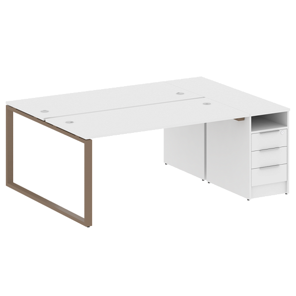 Metal System Р. ст. с тумбой на О-образном м/к БО.РС-СТП-2.4 Белый/Мокко металл 2012*1475*750 - Вид 1