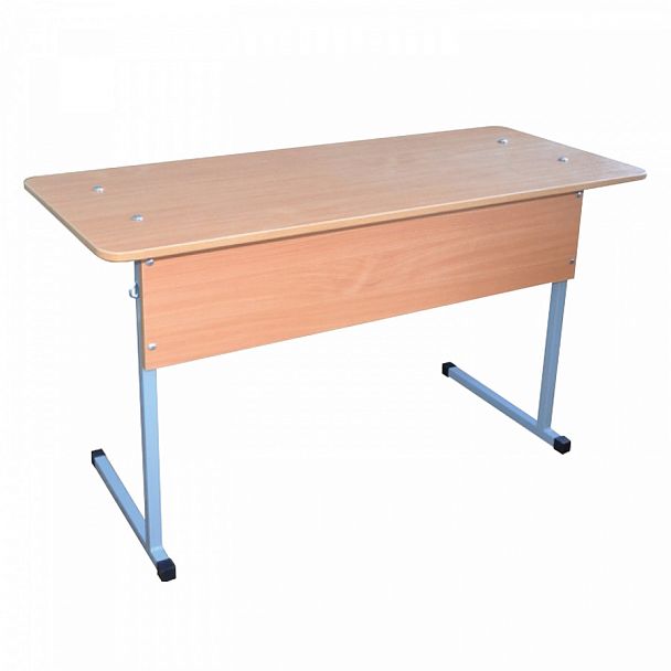 Стол-парта 2-местный нерегулируемый "Бюджет", 1200х500х760 мм, рост 6, серый каркас, ЛДСП бук - Вид 1