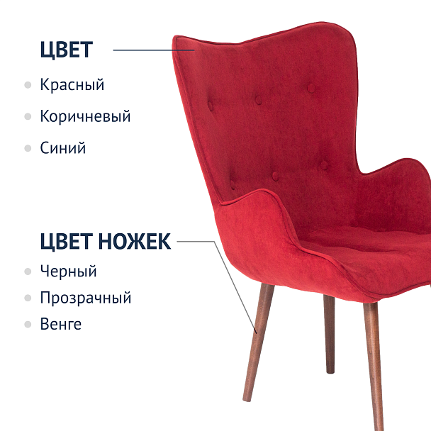 Кресло Friend, велюр бордо - Вид 7