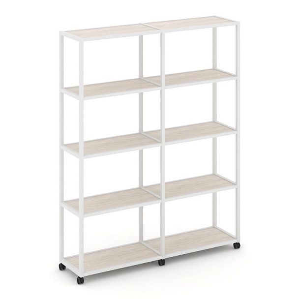 Shelf Mobile Стеллаж 5 уровней 2 секции VR.LT-STK-511.10 Денвер Светлый/Металл Белый 1970*400*2000 - Вид 1