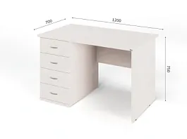 UNITY РС07-12 L Дуб Молочный Стол однотумбовый Левый 1200х700х750 - Фото предпросмотра