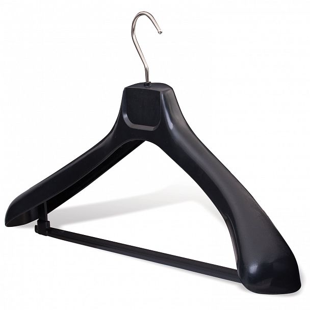 Вешалка-плечики, размер 50-52, пластик, анатомическая, перекладина, крючки для бретелей, черный, С041 - Вид 3
