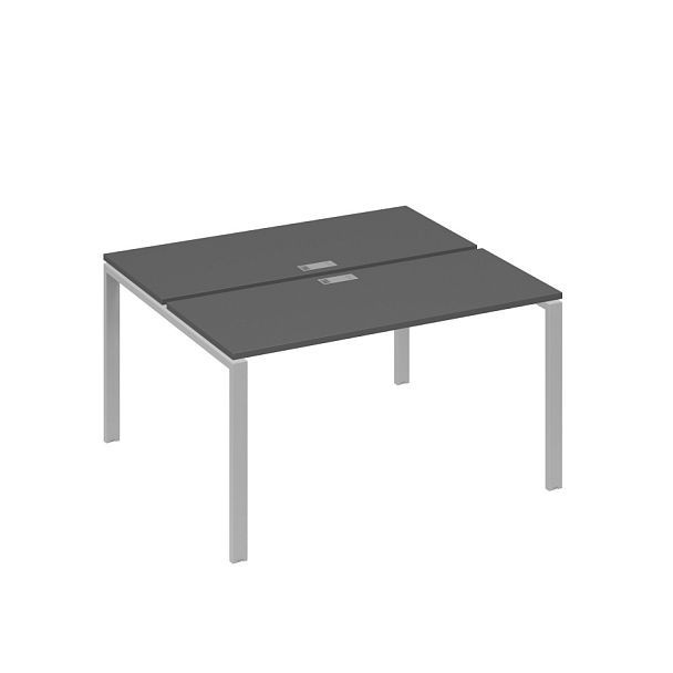 Рабочая станция на каркасе UNO столы 2х140 A4 А4 Б1 171 БП антрацит премиум / металлокаркас серый - Вид 1