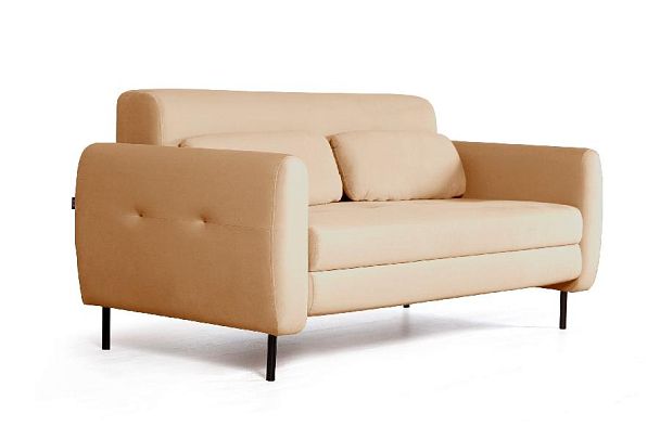 Siena диван-кровать прямой с подлокотниками, бархат бежевый 5 - Вид 1